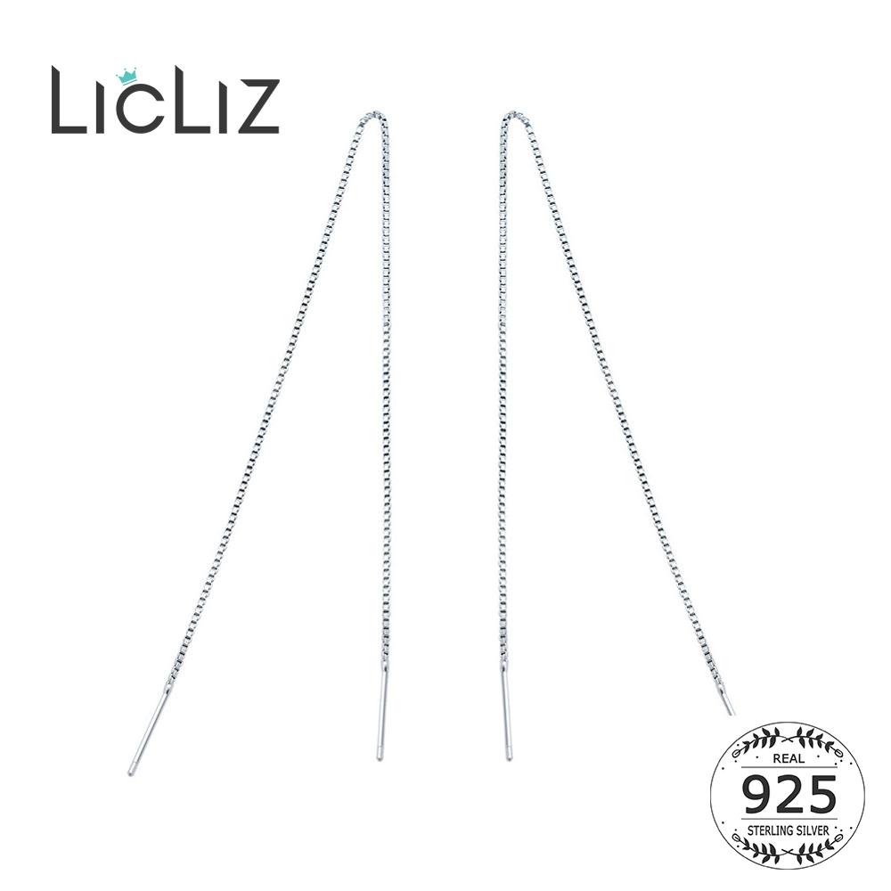LicLiz-여성을 위한 새로운  롱 체인 드롭 귀걸이, 새로운 화이트 골드 박스 체인 긴 드롭 귀 보석 선물 LE0555